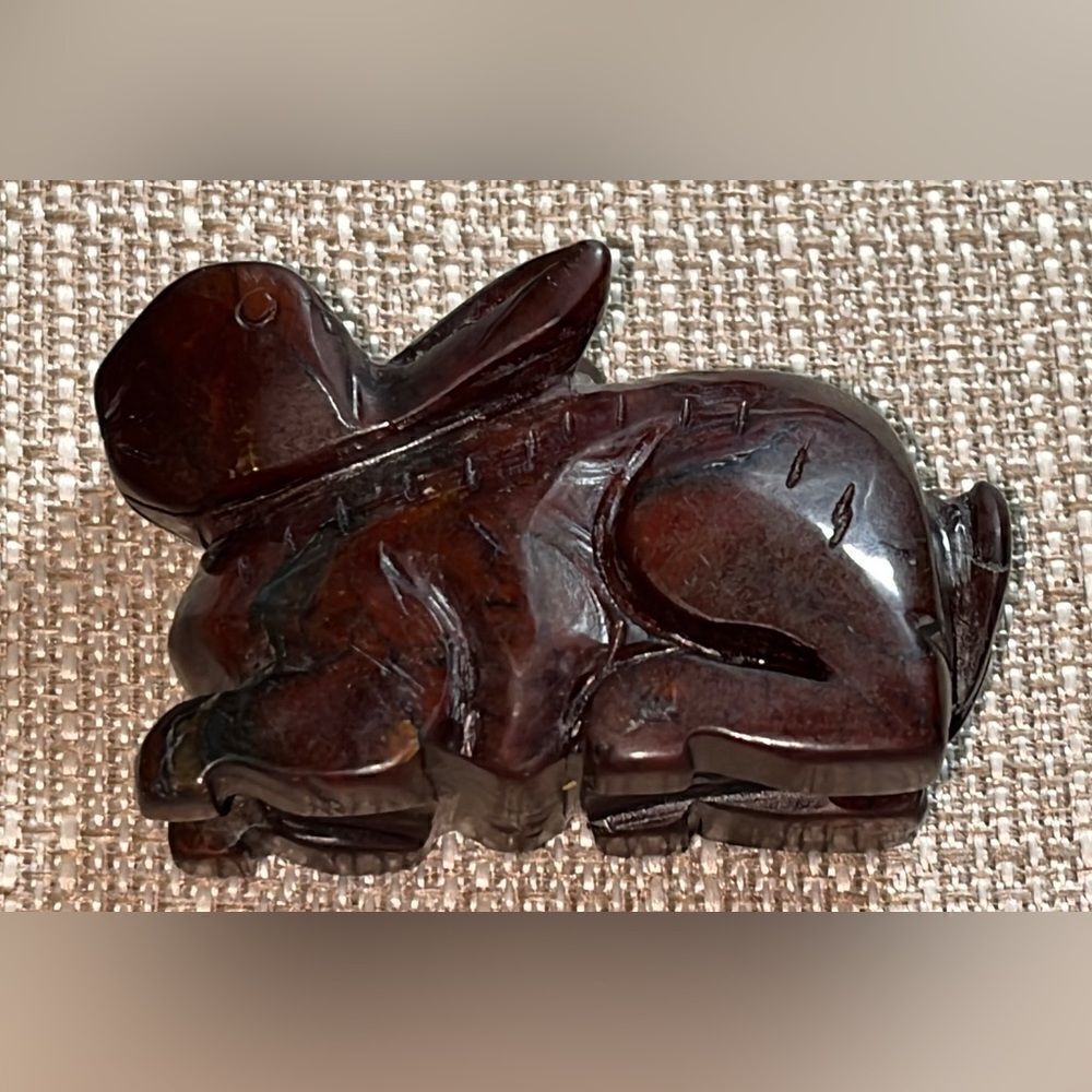 Vintage hand carved rabbit bunny hare figurine natural stone yoga Chinese Zodiac - Picture 12 of 12